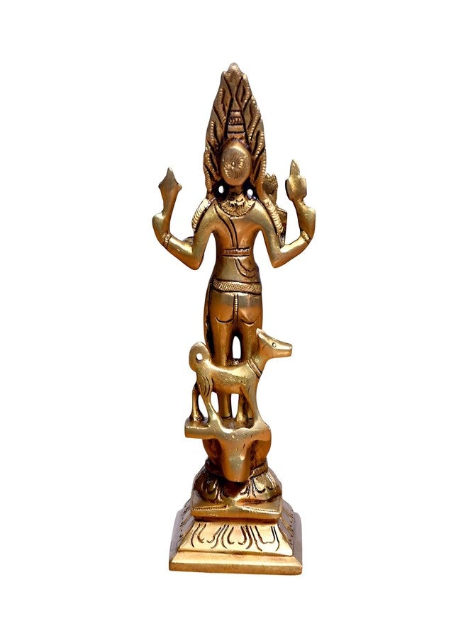 SHANTI Brass Kaal Bhairav Idol، Bhairava/Bhairo Baba مع كلب، تمثال Bhairav لبوجا، ديكور المنزل، ارتفاع القطعة الفنية: - 6.1 بوصة - Image 4